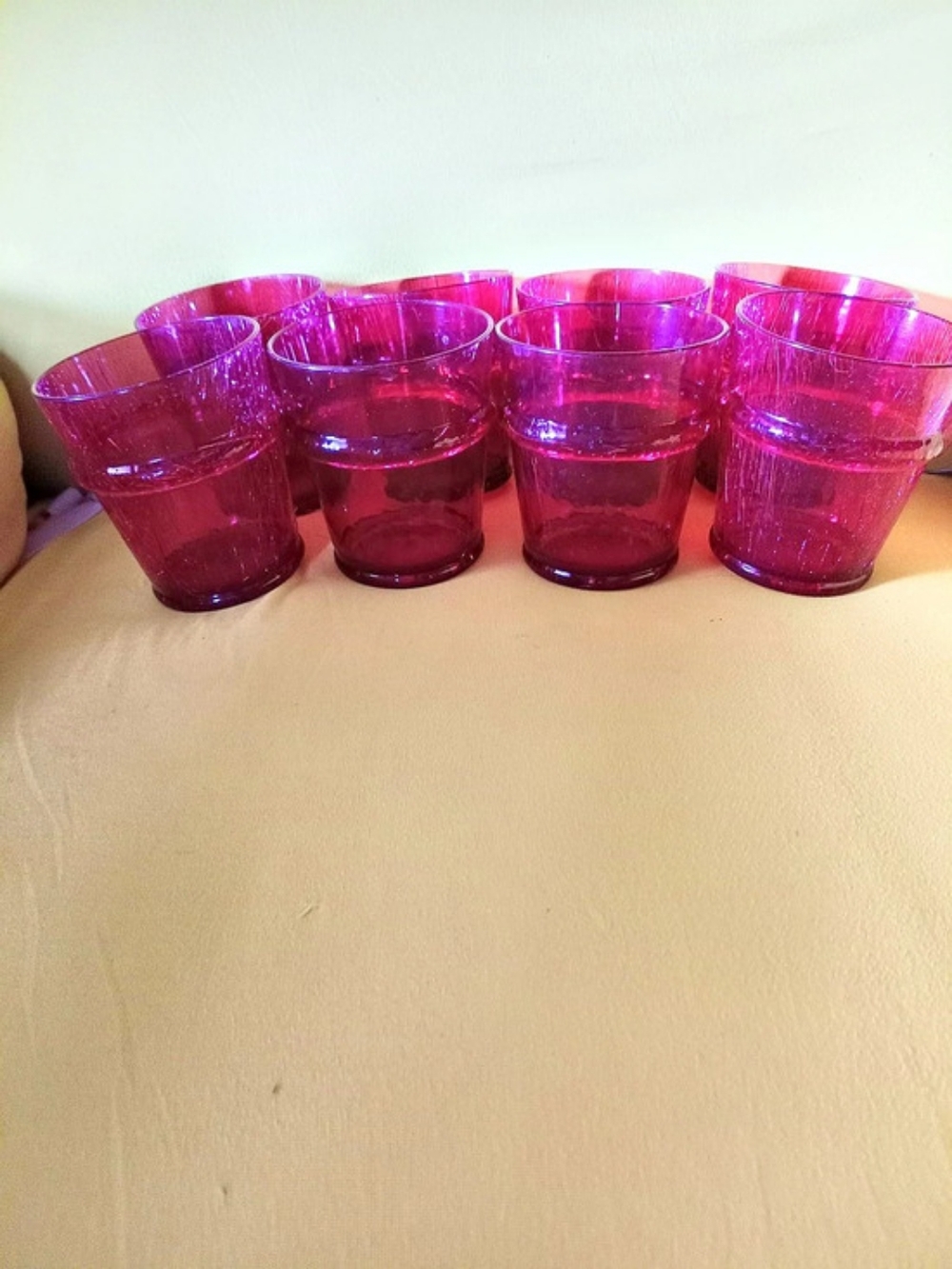 Pink Tumbler Plastic Glasses Set of 8 Like New